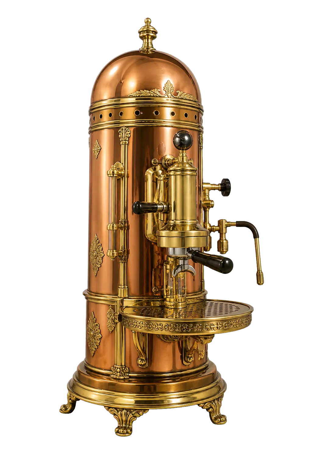 Elektra Belle Epoque copper and brass professional espresso machine style cutout