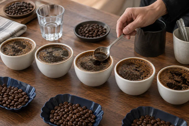 Coffee cupping bowls used to evaluate coffee quality