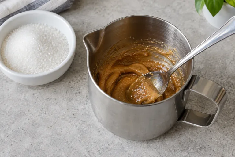 Sugar and a small amount of coffee beaten into a thick paste in a pouring cup