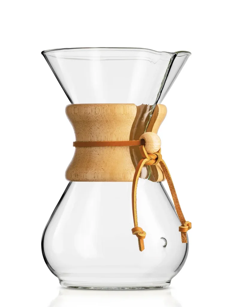 Chemex Classic Series 6-Cup Coffeemaker — Six Cup Classic, polished wood collar and rawhide; model CM-6A