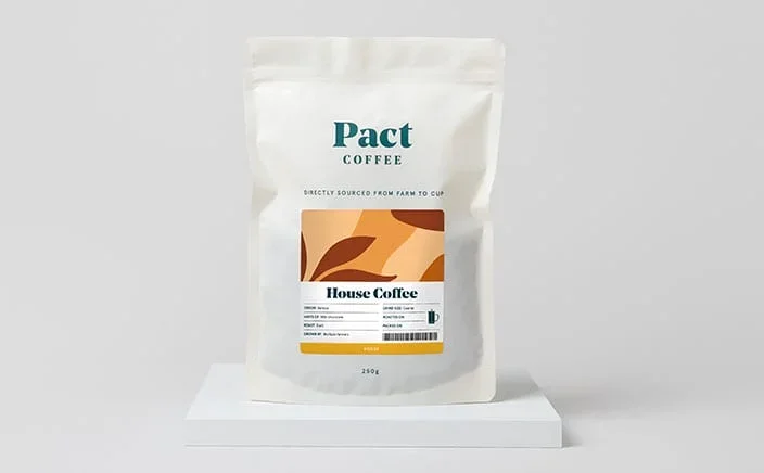 Pact House Coffee bag shown as a subscription coffee example