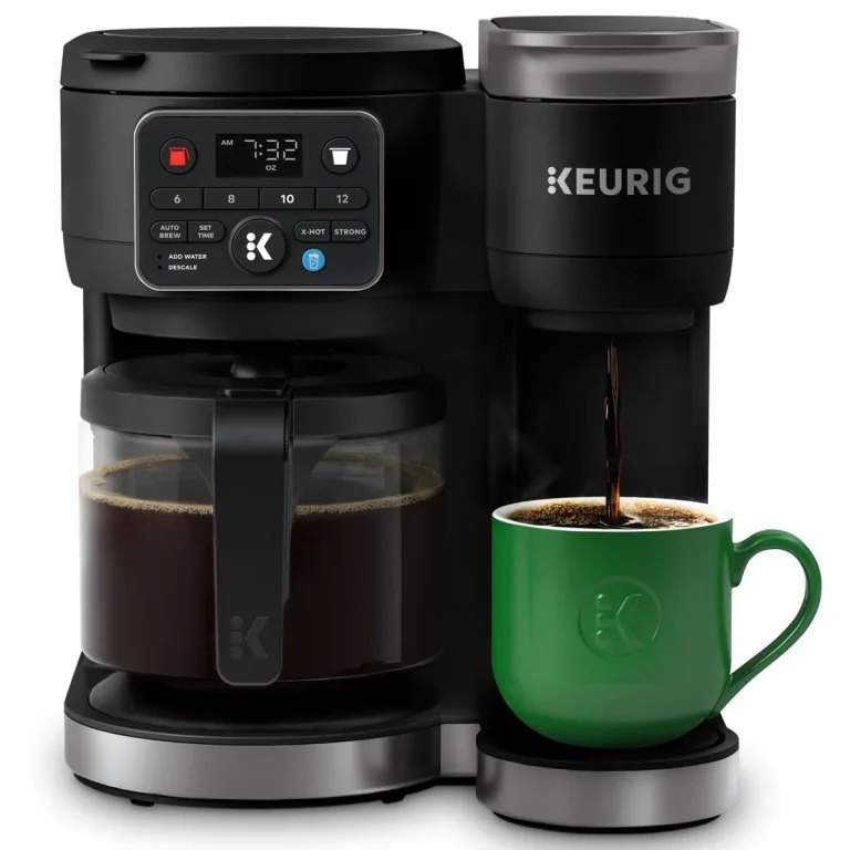Keurig K-Duo Gen 2 with a glass carafe and single-serve coffee mug