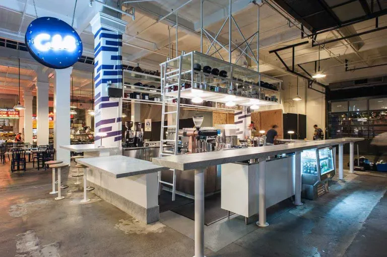 G&B Coffee counter at Grand Central Market in Los Angeles.