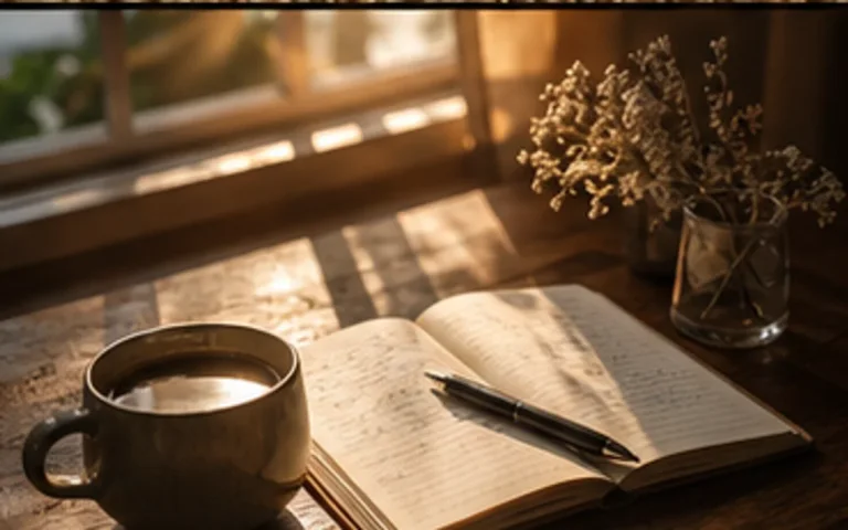 Coffee Corner editorial desk with coffee, notes, and brewing gear