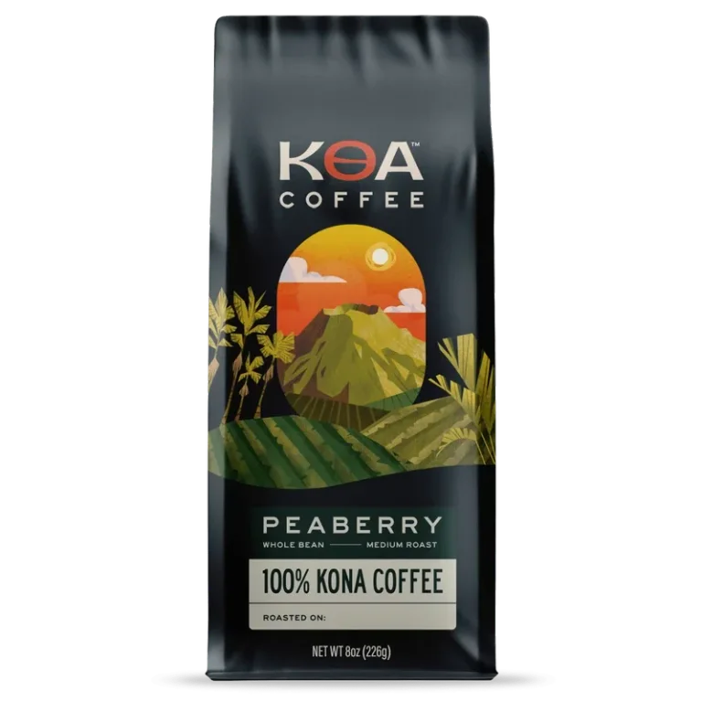 Koa Coffee Peaberry Medium Roast Whole Bean 100% Kona Coffee