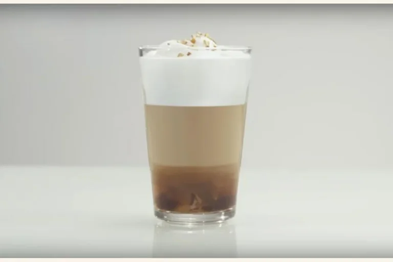 Layered iced coffee made with a Nespresso VertuoLine capsule