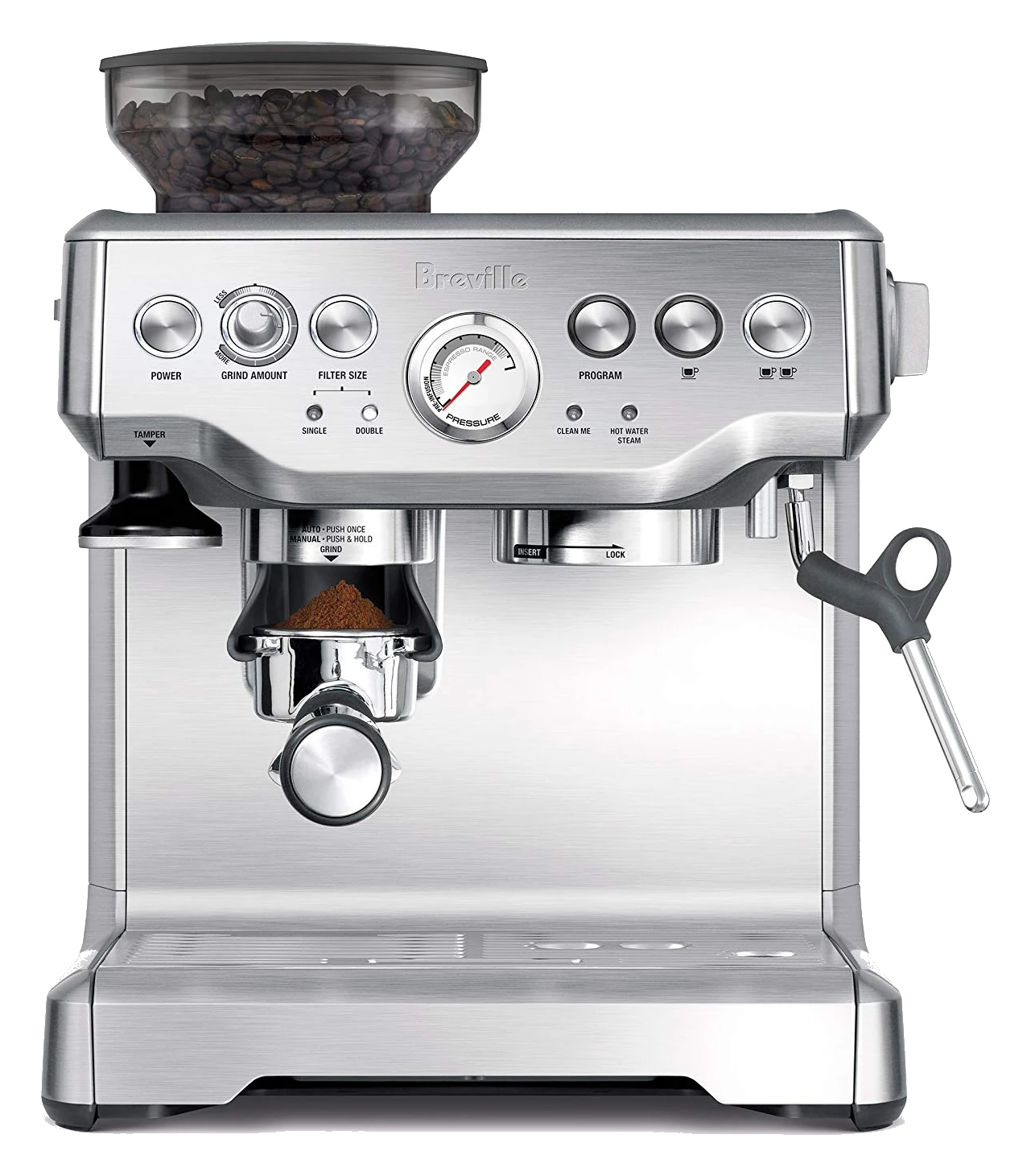 Breville BES870XL Barista Express with feature hotspots