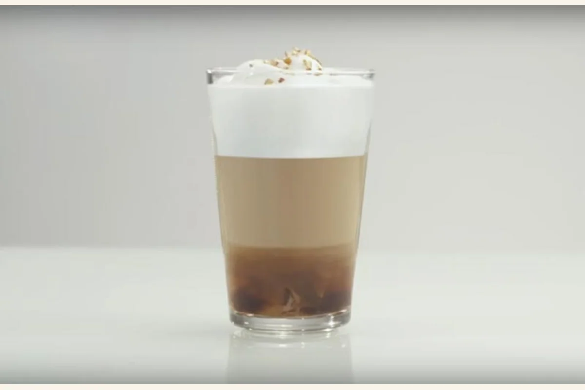 Layered iced coffee made with a Nespresso VertuoLine capsule